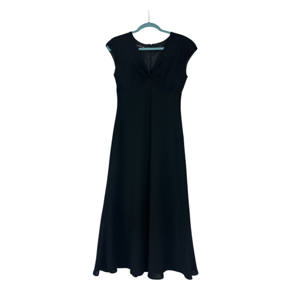 Jones New York Dress 6 Black Twist Front Tea Length Dress - Picture 2 of 8